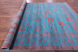 Blue Persian Tabriz Hand Knotted Wool & Silk Rug - 9' 0" X 12' 4" - Golden Nile