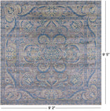 Grey Square Persian Tabriz Hand Knotted Wool Rug - 9' 2" X 9' 5" - Golden Nile