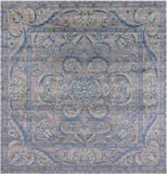 Grey Square Persian Tabriz Hand Knotted Wool Rug - 9' 2" X 9' 5" - Golden Nile