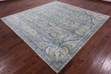 Grey Square Persian Tabriz Hand Knotted Wool Rug - 9' 2" X 9' 5" - Golden Nile