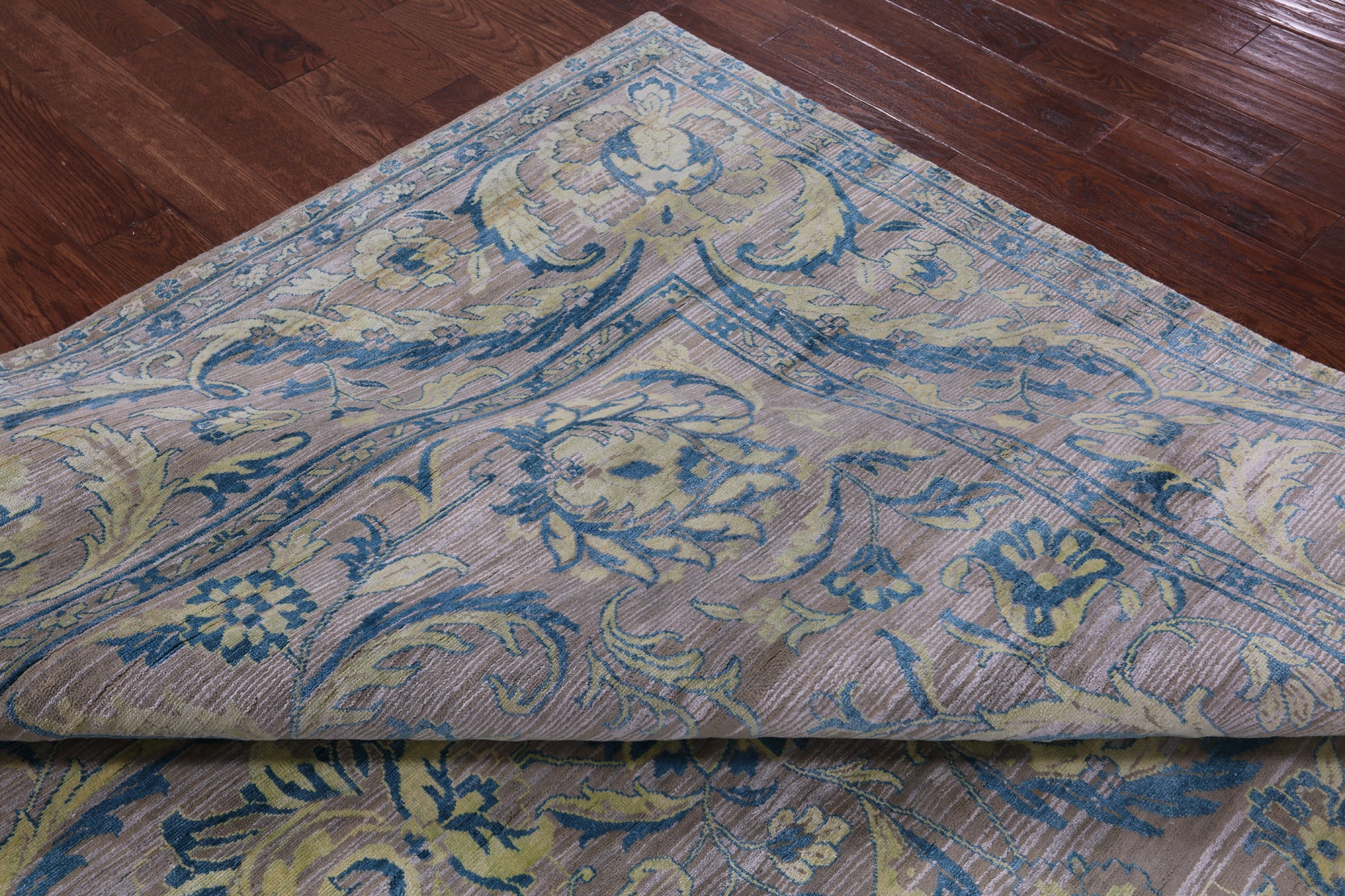 Grey Square Persian Tabriz Hand Knotted Wool Rug - 9' 2" X 9' 5" - Golden Nile