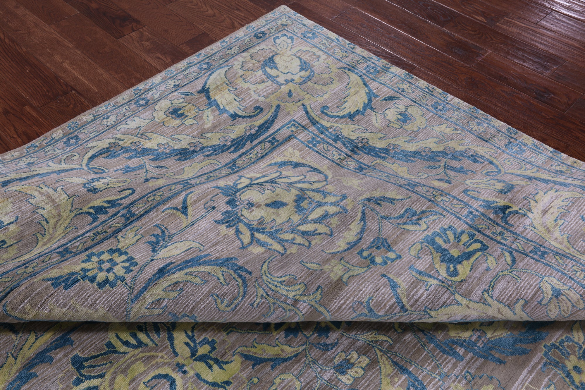 Grey Square Persian Tabriz Hand Knotted Wool Rug - 9' 2" X 9' 5" - Golden Nile