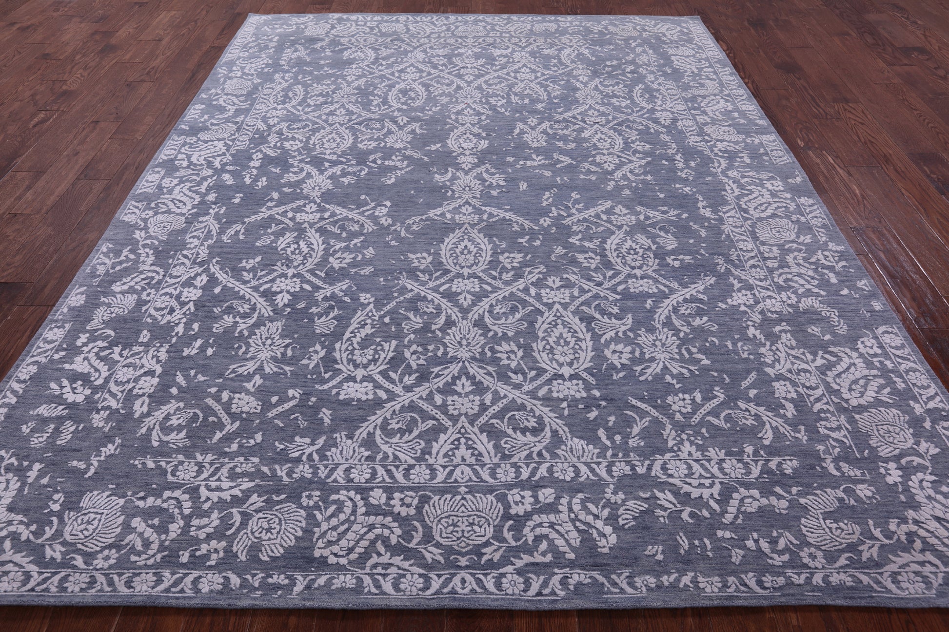 Grey Persian Tabriz Handmade Wool & Silk Rug - 7' 10" X 10' 0" - Golden Nile