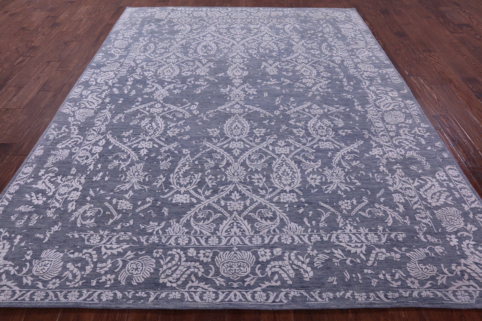 Grey Persian Tabriz Handmade Wool & Silk Rug - 7' 10" X 10' 0" - Golden Nile