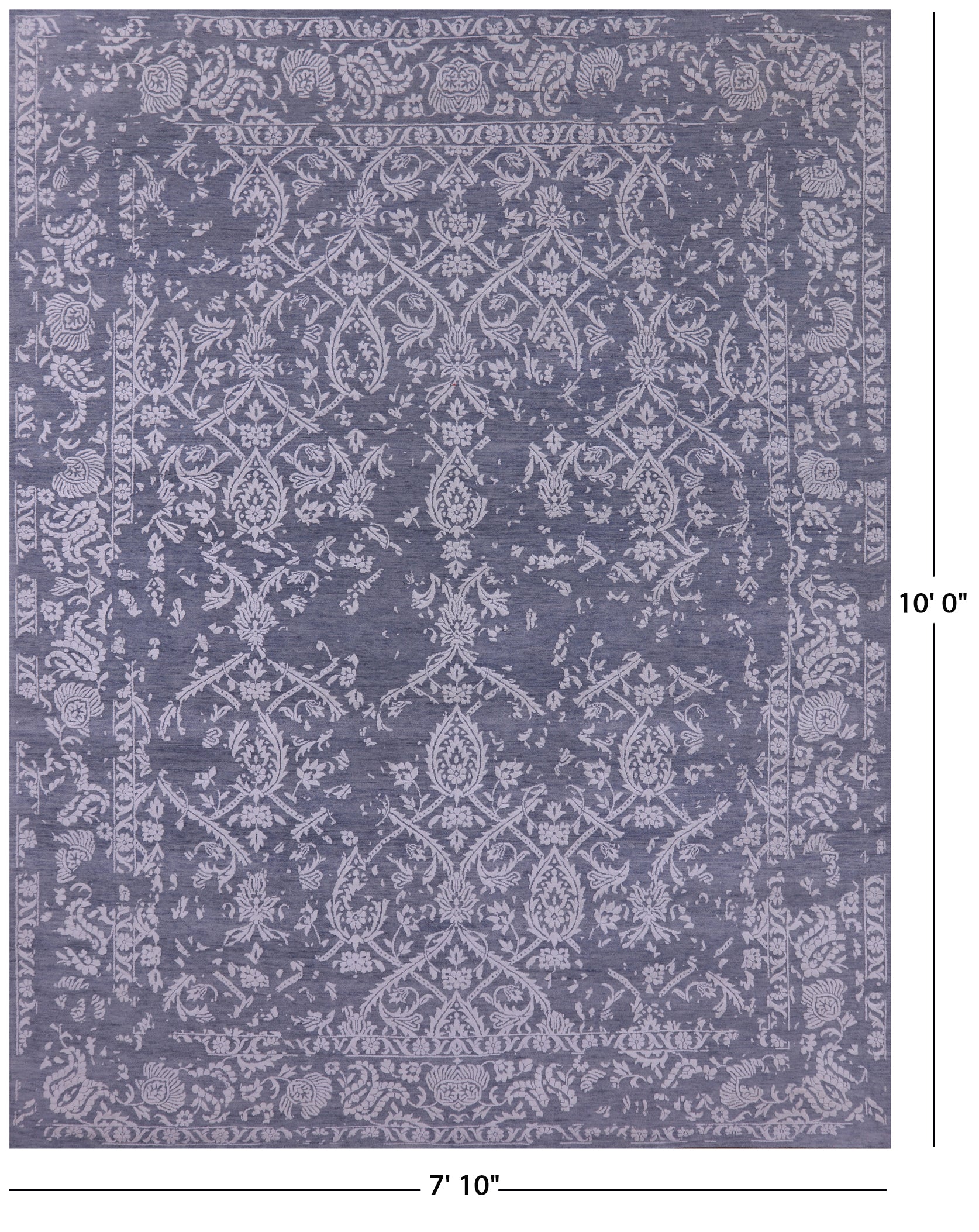 Grey Persian Tabriz Handmade Wool & Silk Rug - 7' 10" X 10' 0" - Golden Nile