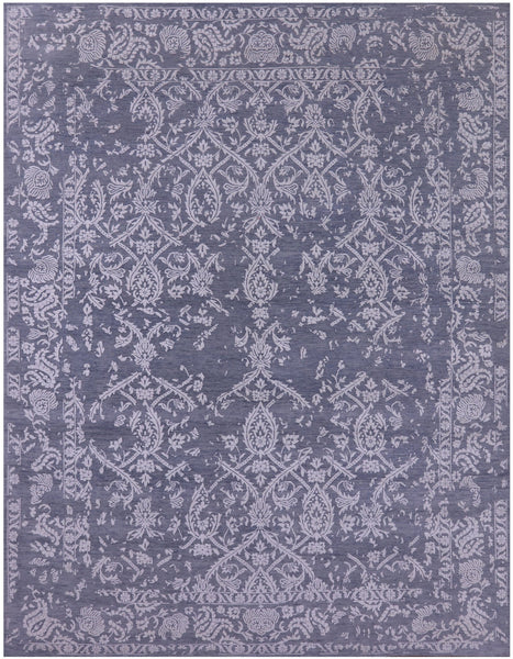 Grey Persian Tabriz Handmade Wool & Silk Rug - 7' 10" X 10' 0" - Golden Nile