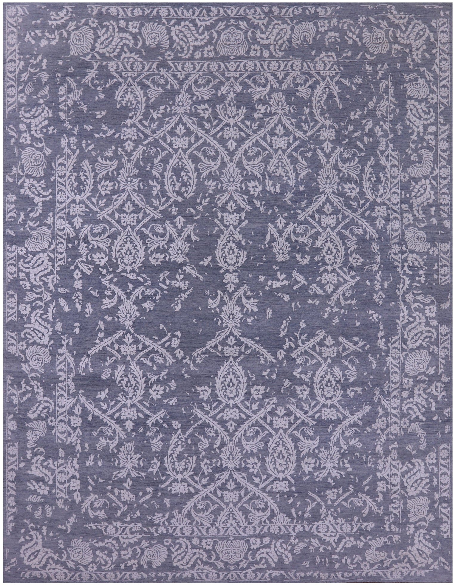 Grey Persian Tabriz Handmade Wool & Silk Rug - 7' 10" X 10' 0" - Golden Nile