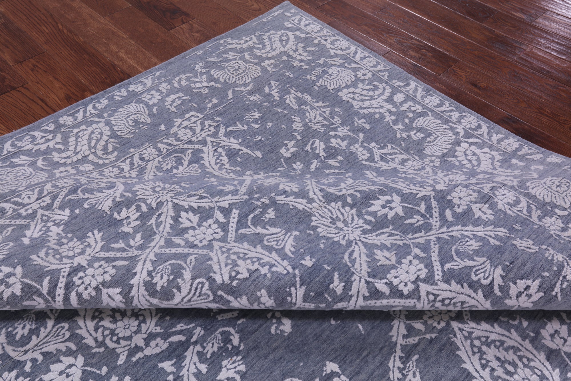 Grey Persian Tabriz Handmade Wool & Silk Rug - 7' 10" X 10' 0" - Golden Nile