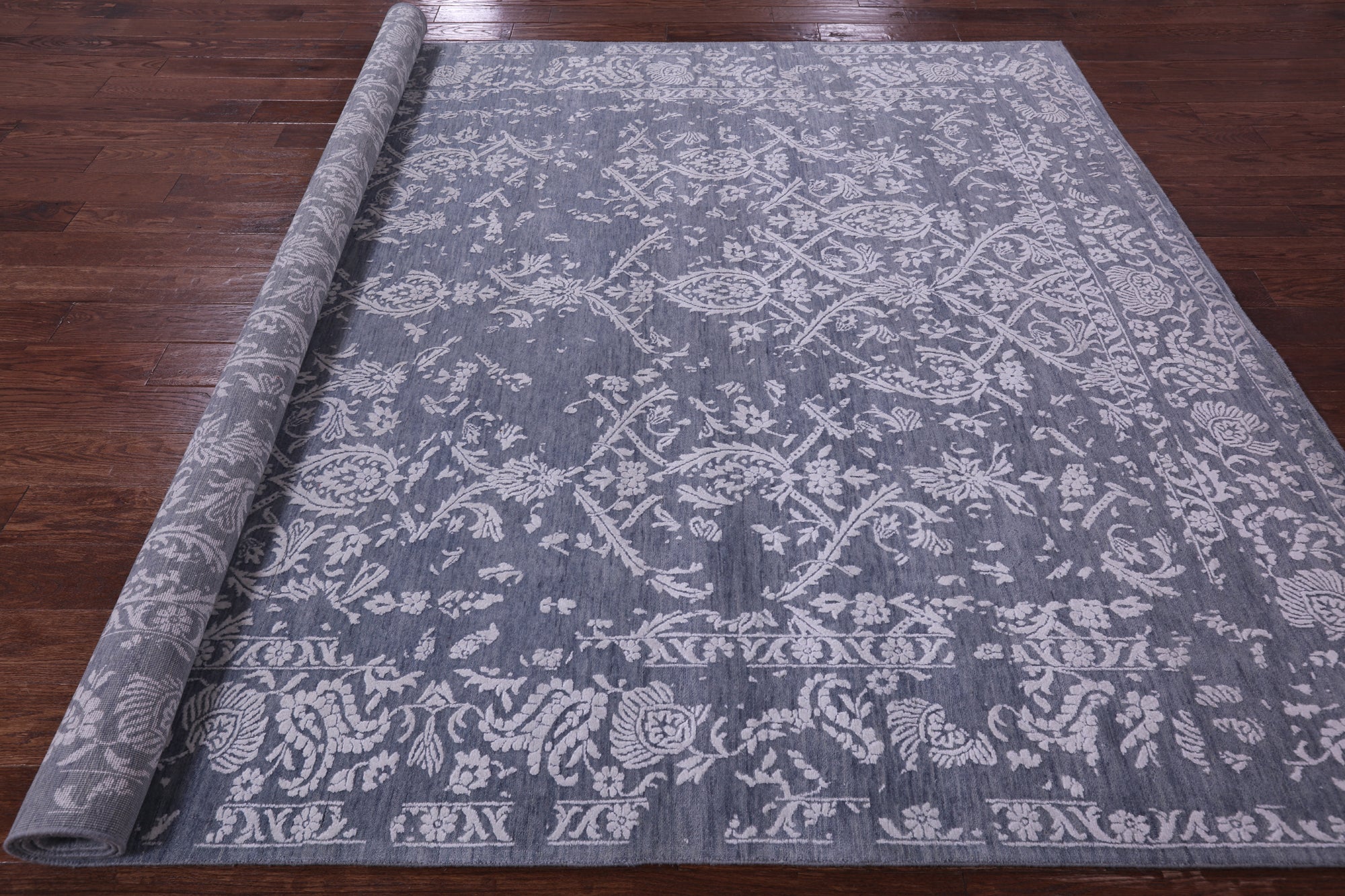 Grey Persian Tabriz Handmade Wool & Silk Rug - 7' 10" X 10' 0" - Golden Nile