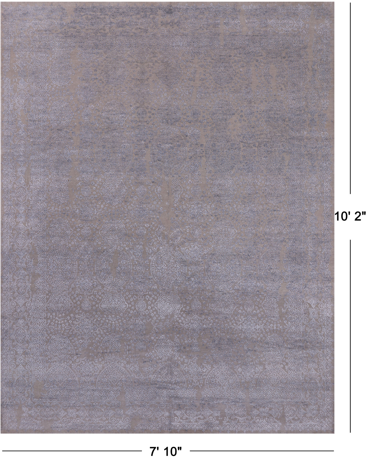 Persian Hand Knotted Wool & Silk Rug - 7' 10" X 10' 2"