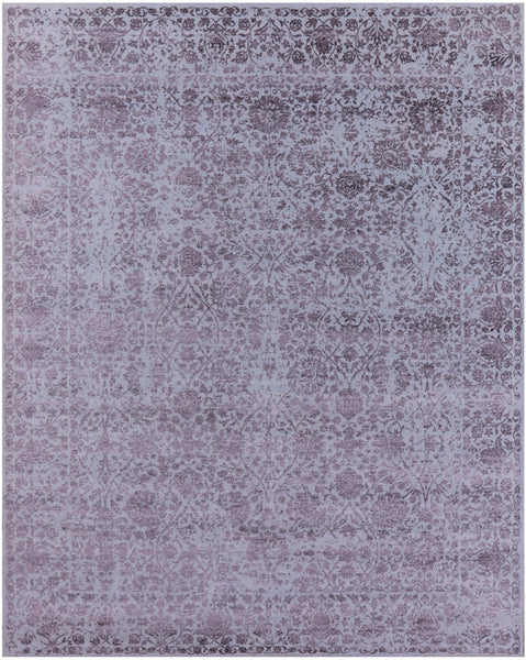 Grey Persian Tabriz Hand Knotted Wool & Silk Rug - 8' 0" X 9' 11" - Golden Nile