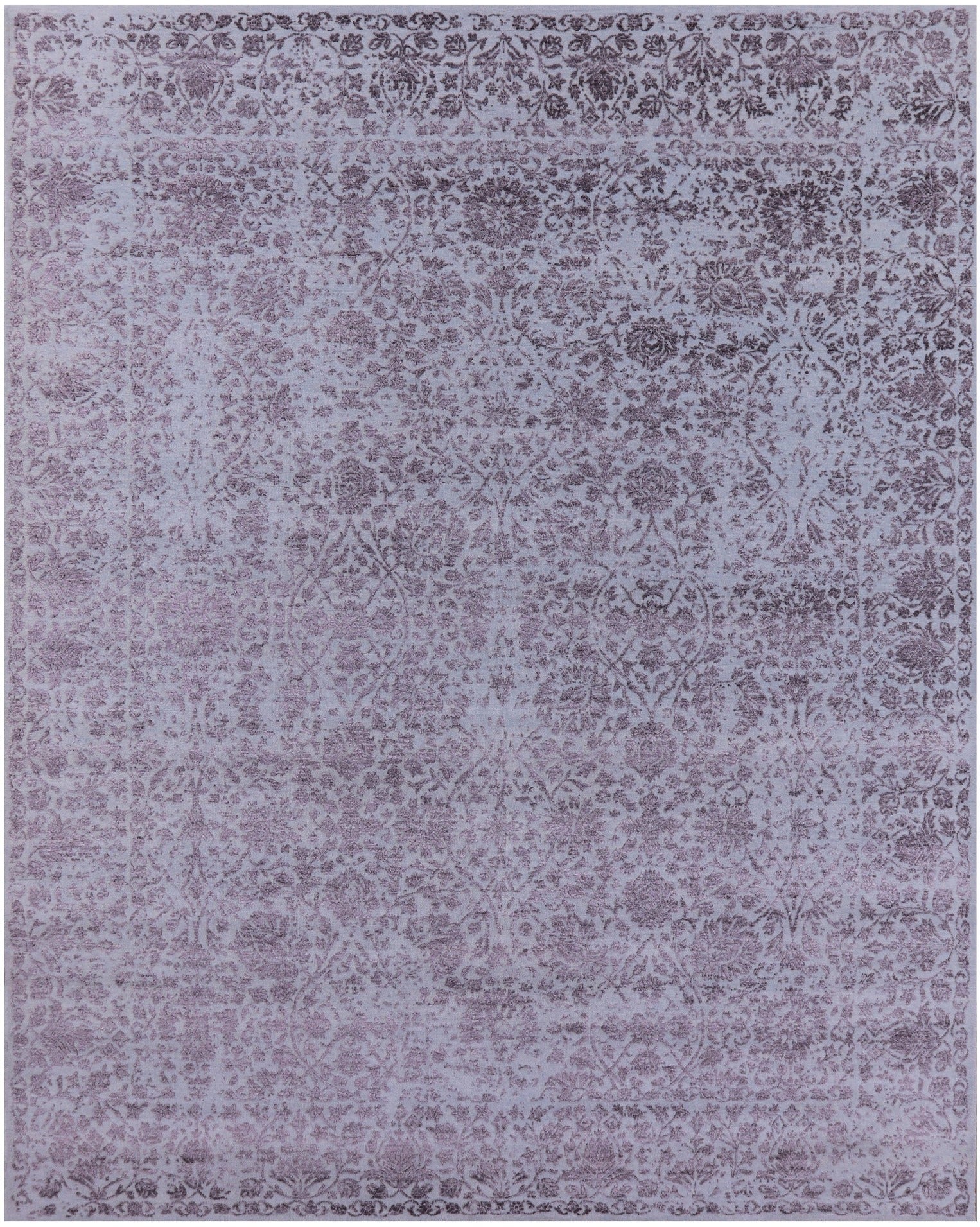 Grey Persian Tabriz Hand Knotted Wool & Silk Rug - 8' 0" X 9' 11" - Golden Nile