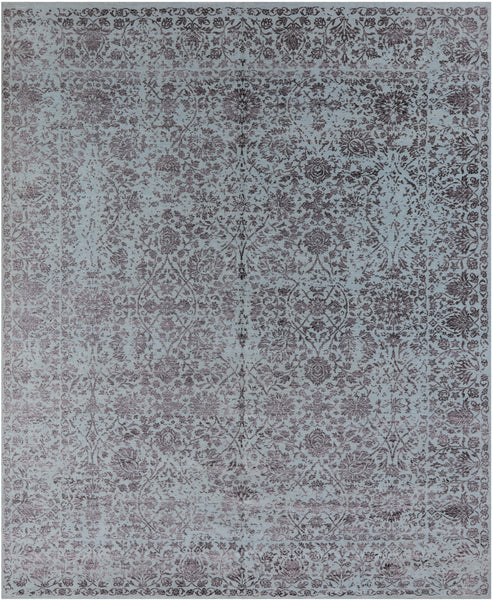 Grey Persian Tabriz Hand Knotted Wool & Silk Rug - 8' 0" X 9' 11"