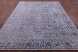 Grey Persian Tabriz Hand Knotted Wool & Silk Rug - 8' 0" X 9' 11" - Golden Nile