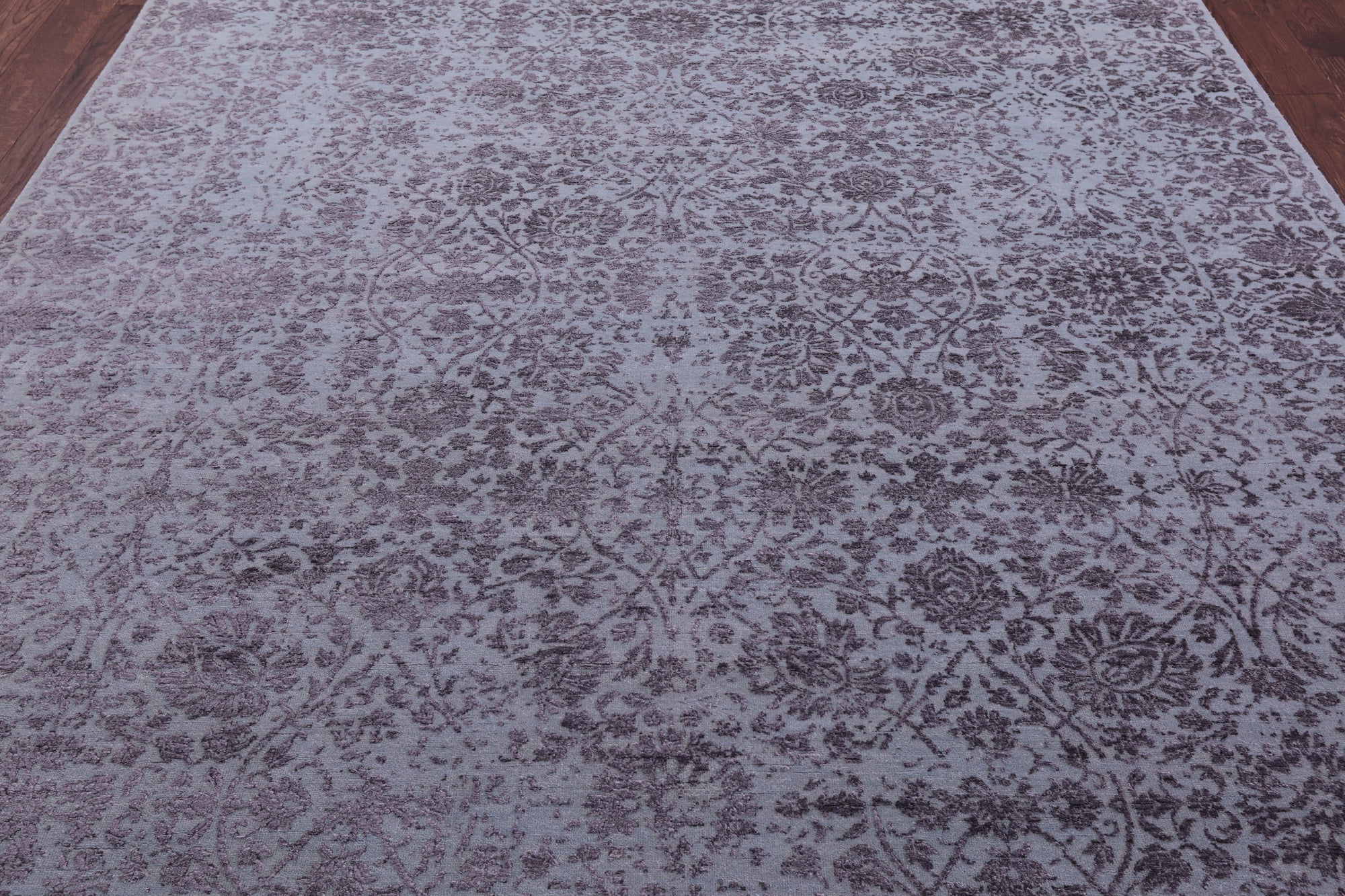Grey Persian Tabriz Hand Knotted Wool & Silk Rug - 8' 0" X 9' 11" - Golden Nile