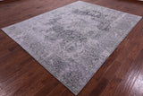 Grey Persian Fine Serapi Hand Knotted Wool & Silk Rug - 7' 11" X 10' 2" - Golden Nile