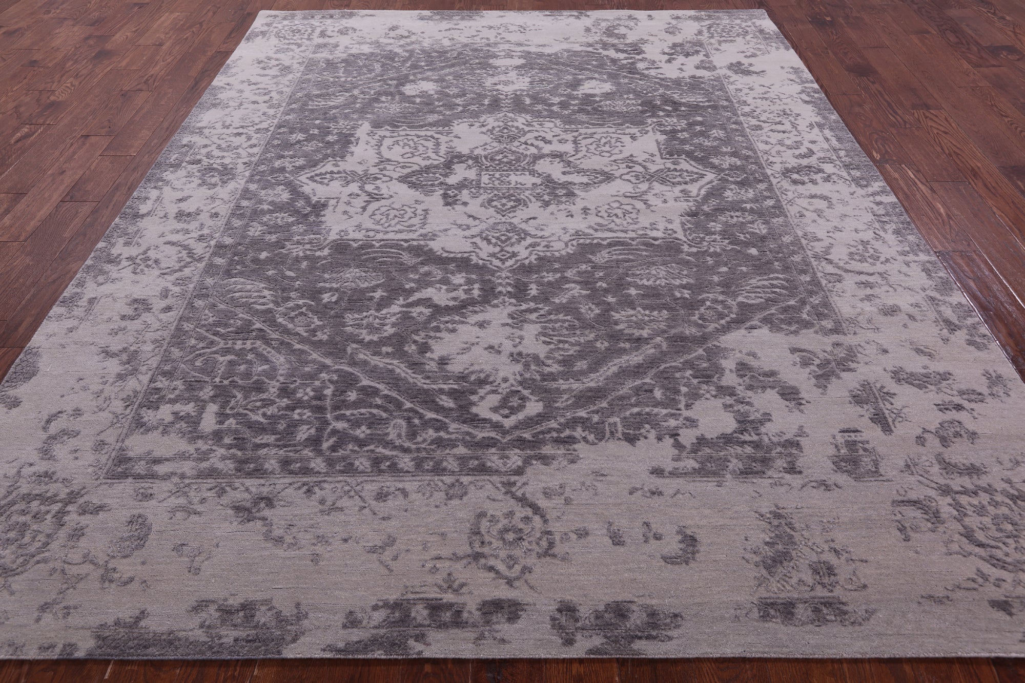 Grey Persian Fine Serapi Hand Knotted Wool Rug - 8' 0" X 9' 10" - Golden Nile