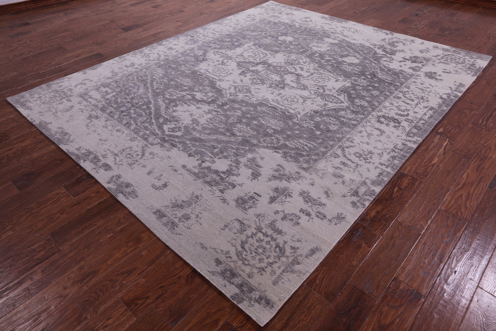 Grey Persian Fine Serapi Hand Knotted Wool Rug - 8' 0" X 9' 10" - Golden Nile