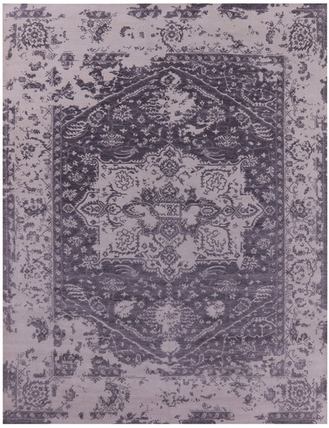 Grey Persian Fine Serapi Hand Knotted Wool Rug - 7' 11" X 10' 2" - Golden Nile