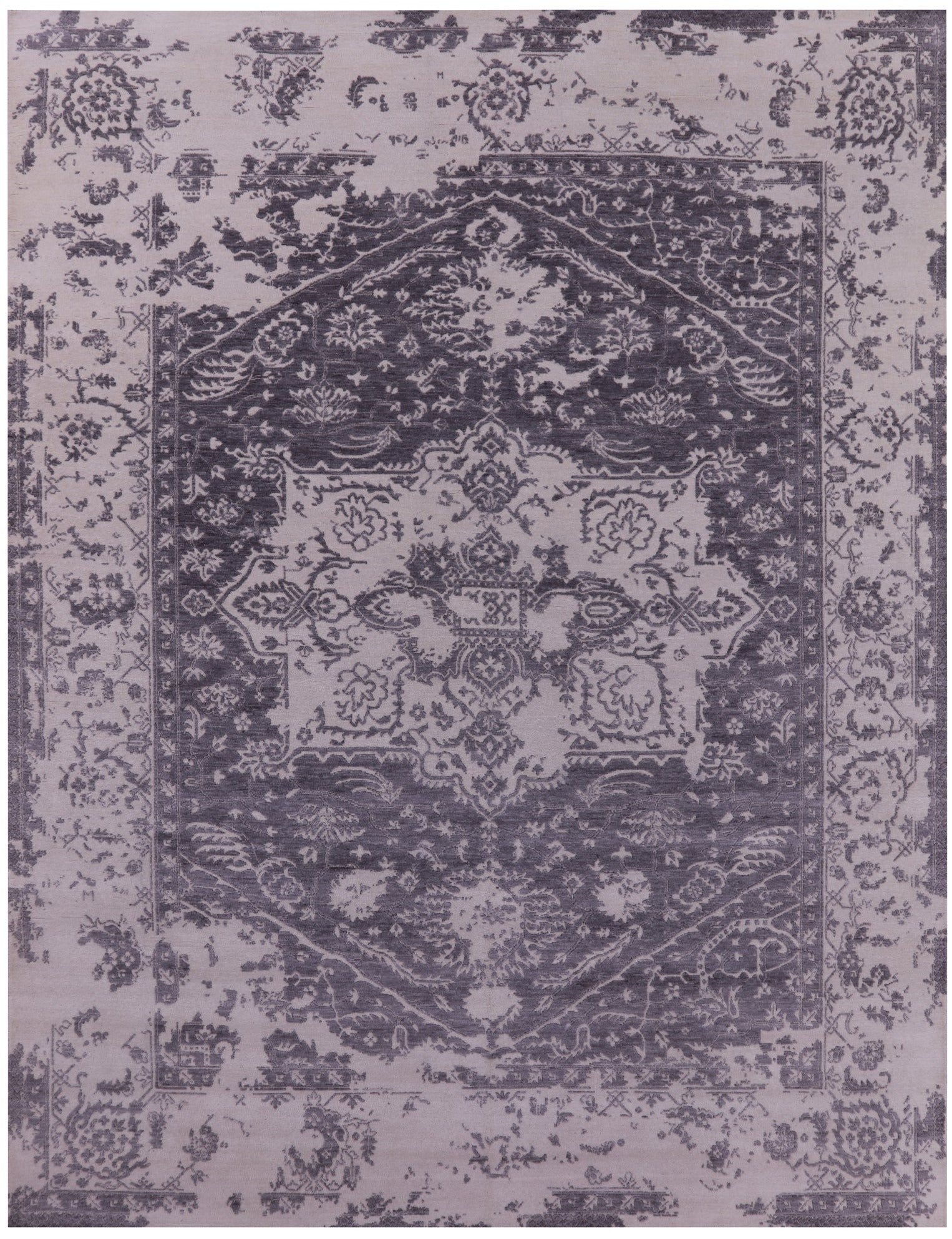 Grey Persian Fine Serapi Hand Knotted Wool Rug - 7' 11" X 10' 2" - Golden Nile