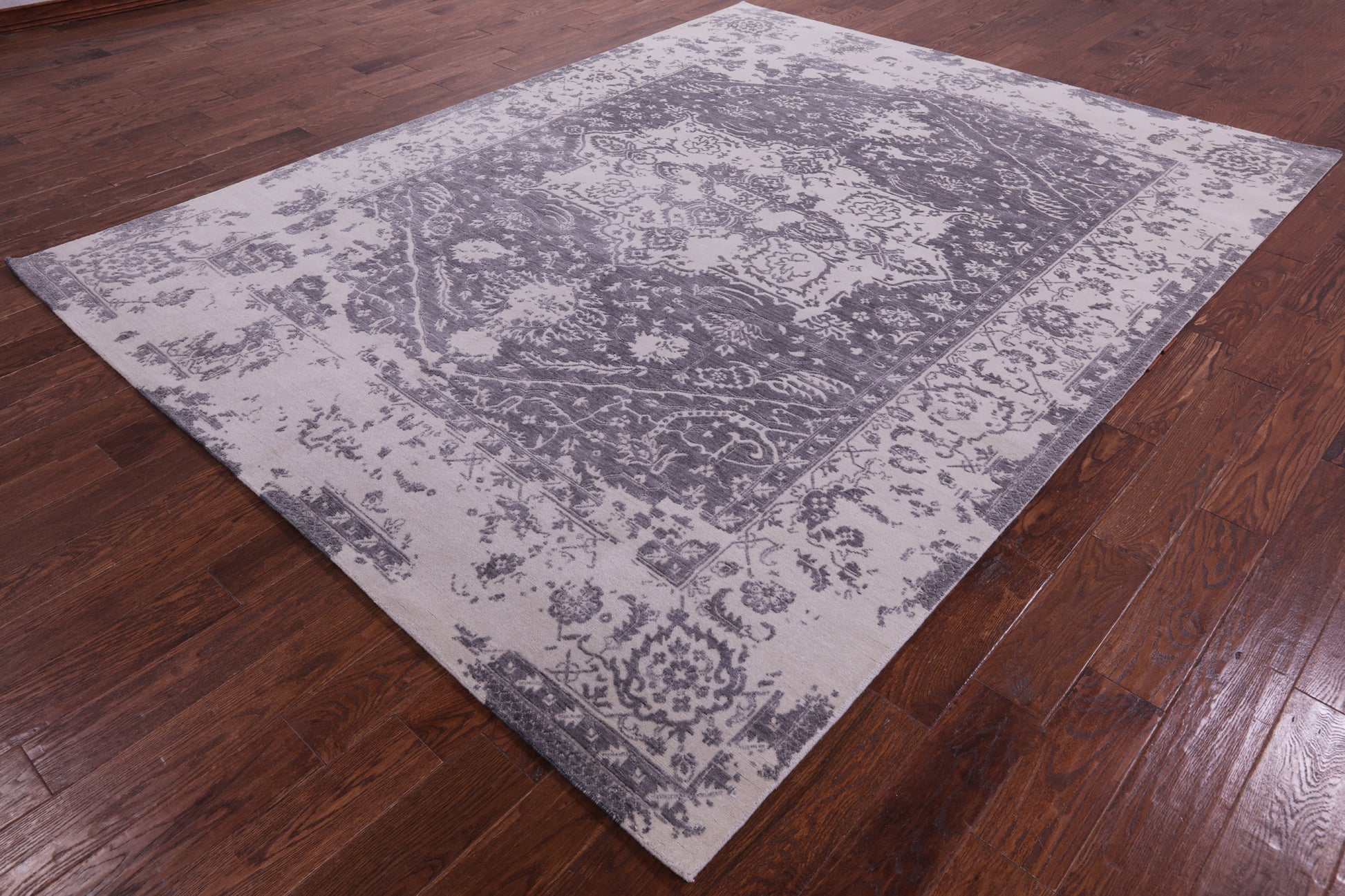 Grey Persian Fine Serapi Hand Knotted Wool Rug - 7' 11" X 10' 2" - Golden Nile