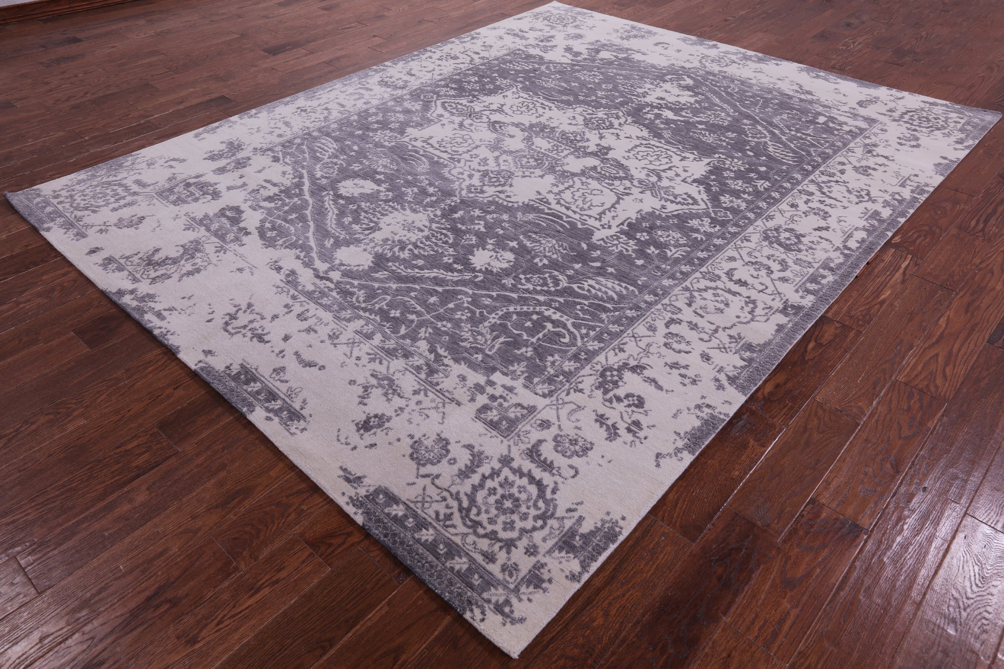 Grey Persian Fine Serapi Hand Knotted Wool Rug - 7' 11" X 10' 2" - Golden Nile