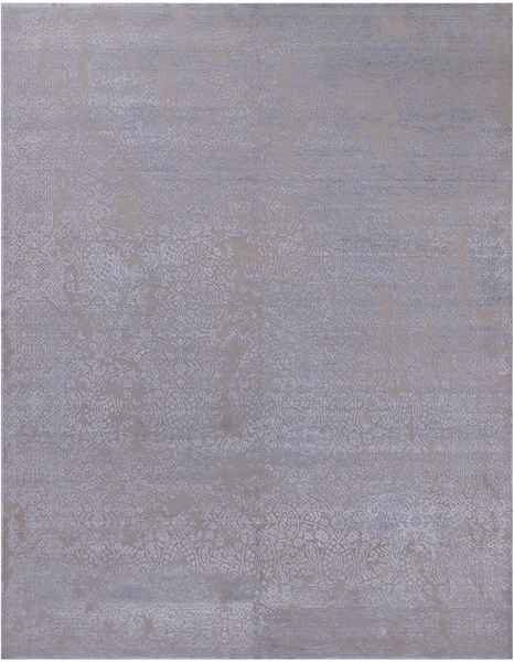 SUPER SALE Contemporary Hand Knotted Wool & Silk Rug - 7' 9" X 10' 0"