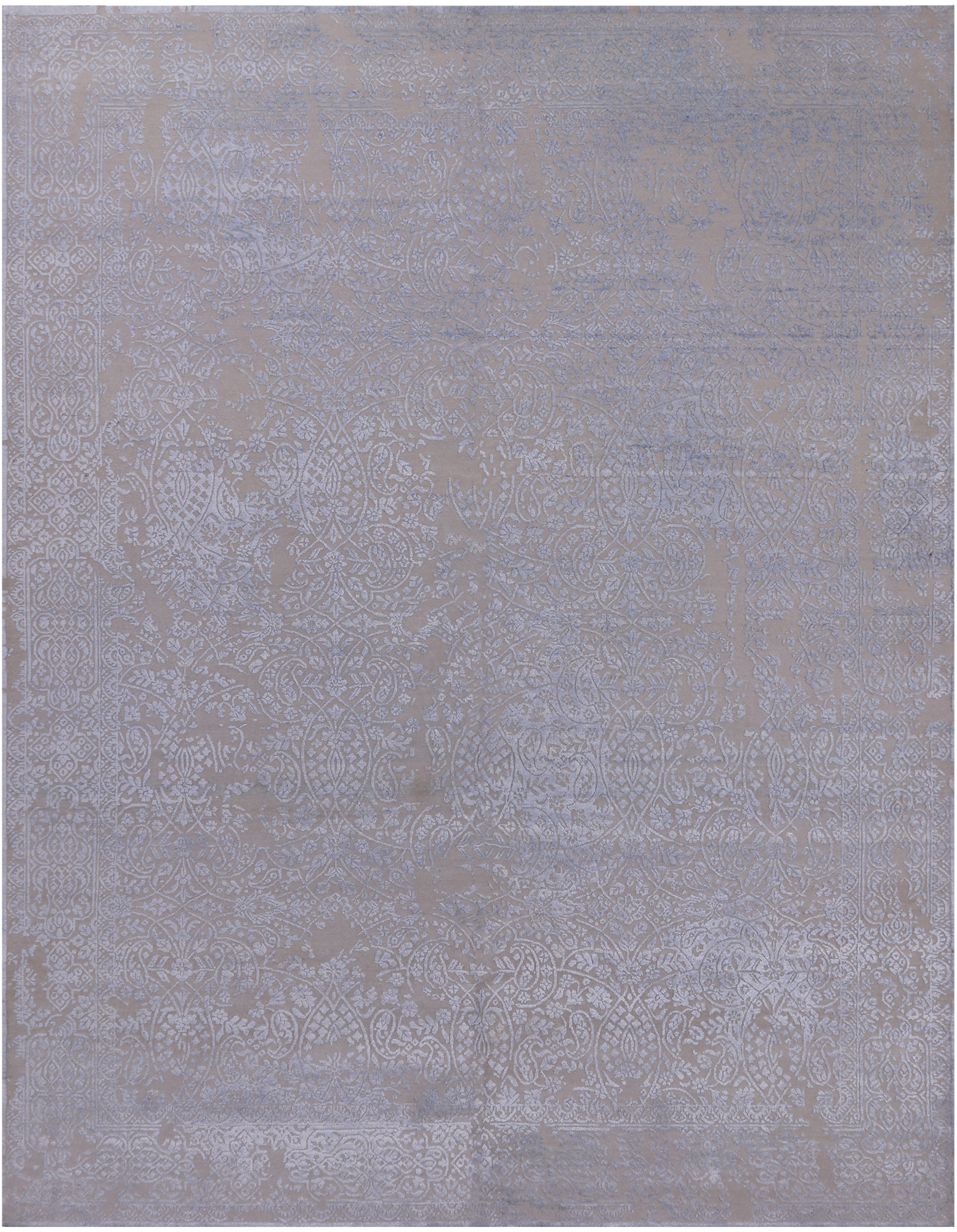 SUPER SALE Contemporary Hand Knotted Wool & Silk Rug - 7' 9" X 10' 0"