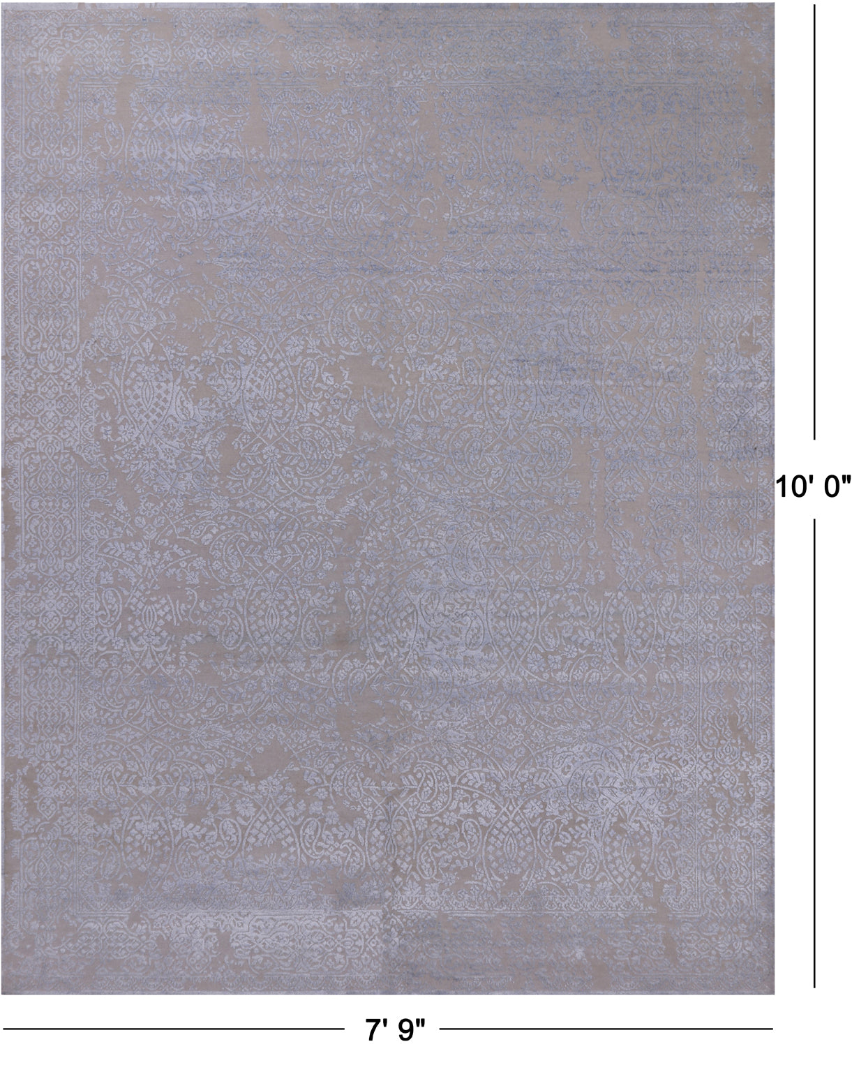 SUPER SALE Contemporary Hand Knotted Wool & Silk Rug - 7' 9" X 10' 0"