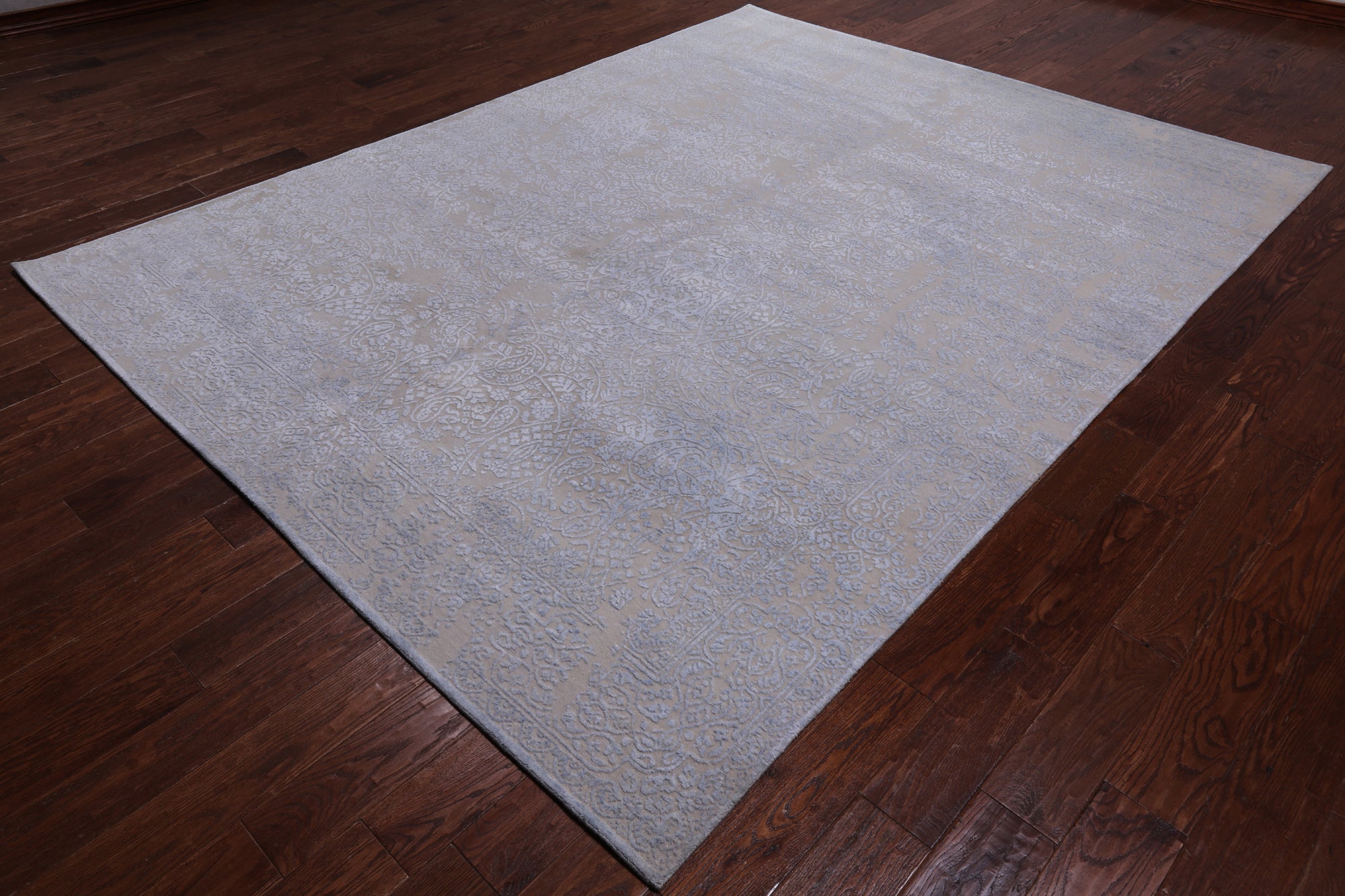 SUPER SALE Contemporary Hand Knotted Wool & Silk Rug - 7' 9" X 10' 0"