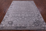 Grey Persian Tabriz Handmade Wool & Silk Rug - 7' 11" X 9' 11" - Golden Nile