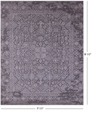 Grey Persian Tabriz Handmade Wool & Silk Rug - 7' 11" X 9' 11" - Golden Nile