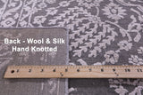 Grey Persian Tabriz Handmade Wool & Silk Rug - 7' 11" X 9' 11" - Golden Nile