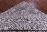Grey Persian Tabriz Handmade Wool & Silk Rug - 7' 11" X 9' 11" - Golden Nile