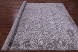 Grey Persian Tabriz Handmade Wool & Silk Rug - 7' 11" X 9' 11" - Golden Nile