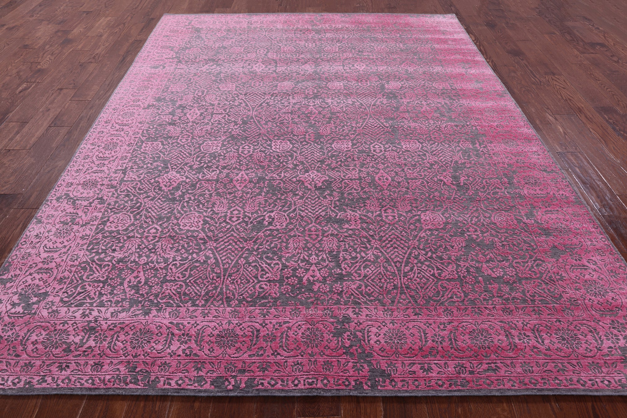 Grey Persian Tabriz Hand Knotted Wool & Silk Rug - 7' 10" X 10' 5" - Golden Nile