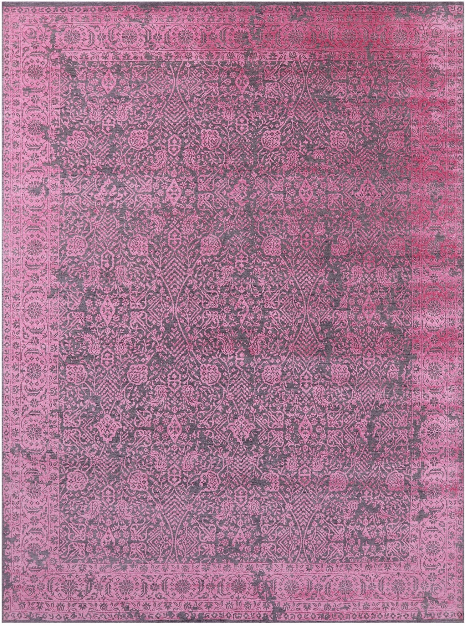 Grey Persian Tabriz Hand Knotted Wool & Silk Rug - 7' 10" X 10' 5" - Golden Nile