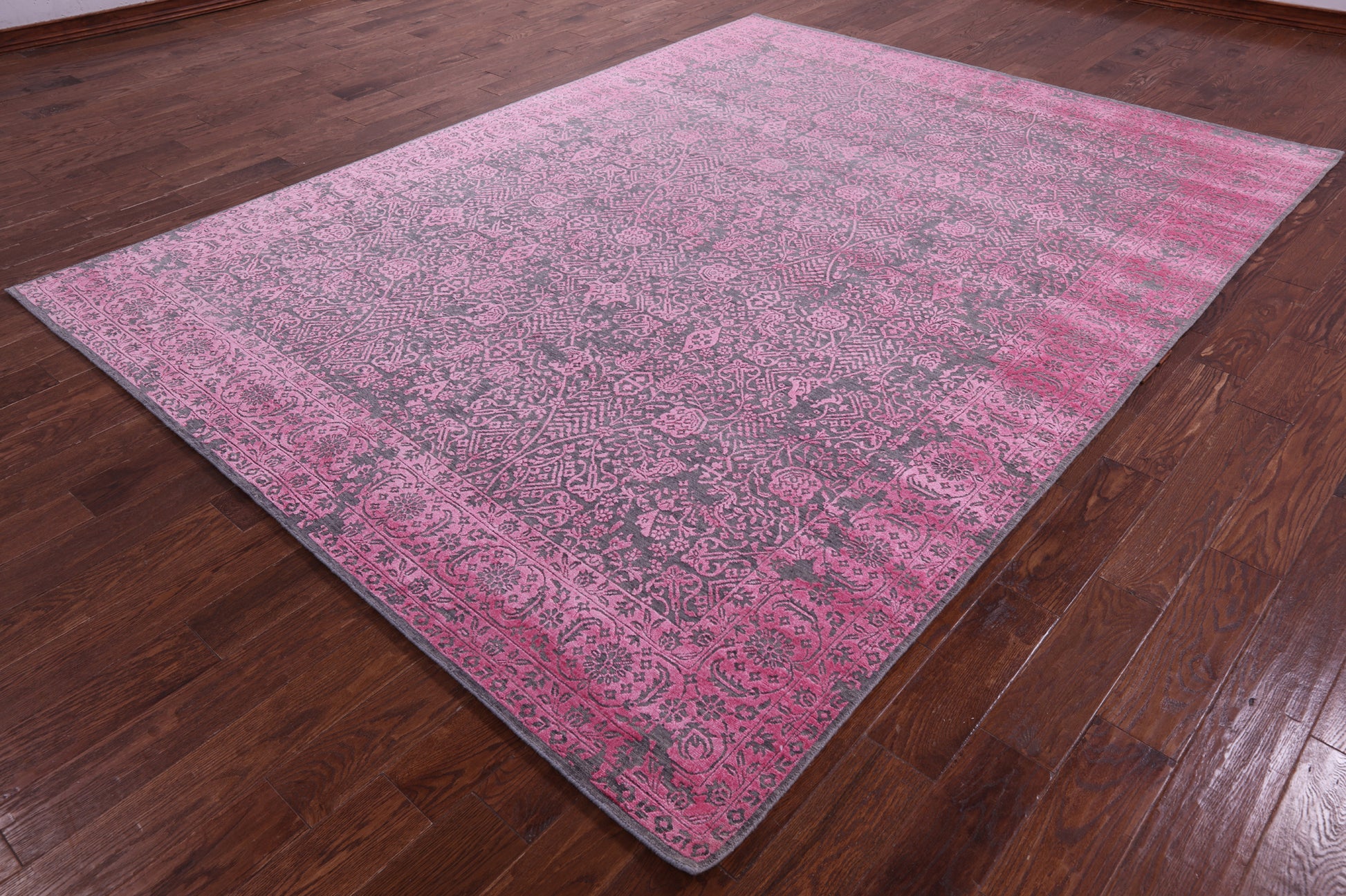 Grey Persian Tabriz Hand Knotted Wool & Silk Rug - 7' 10" X 10' 5" - Golden Nile