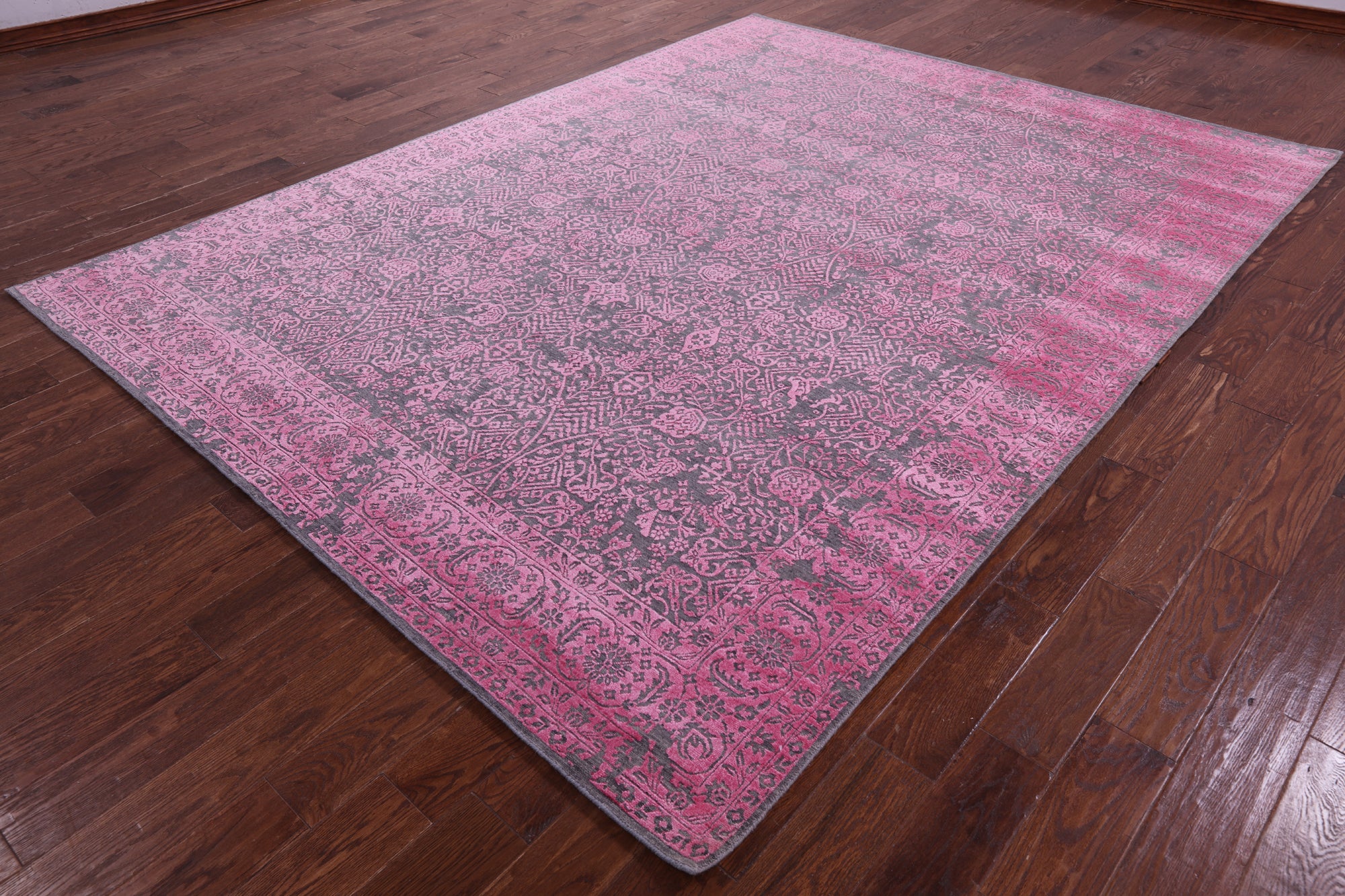 Grey Persian Tabriz Hand Knotted Wool & Silk Rug - 7' 10" X 10' 5" - Golden Nile