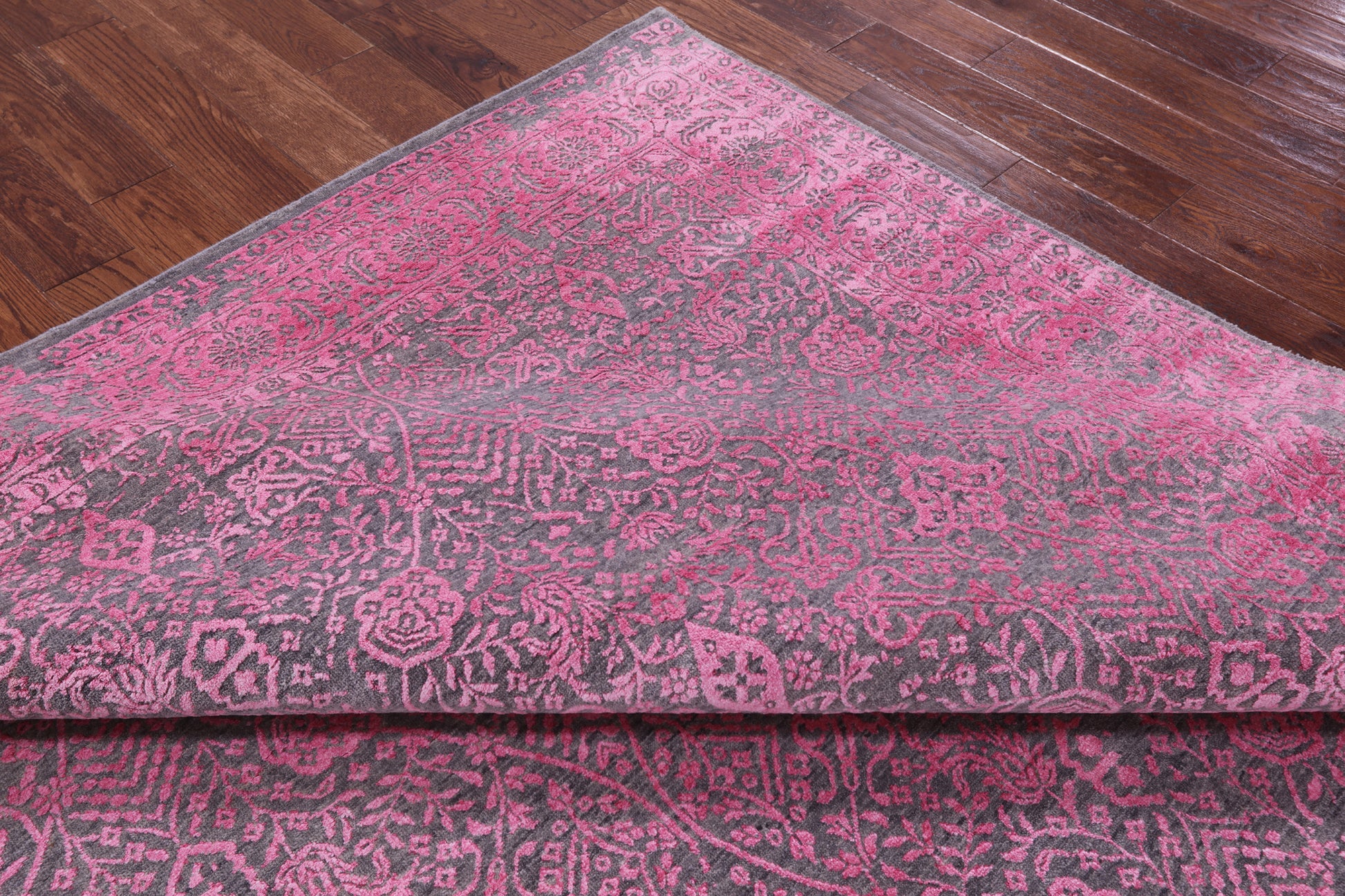Grey Persian Tabriz Hand Knotted Wool & Silk Rug - 7' 10" X 10' 5" - Golden Nile