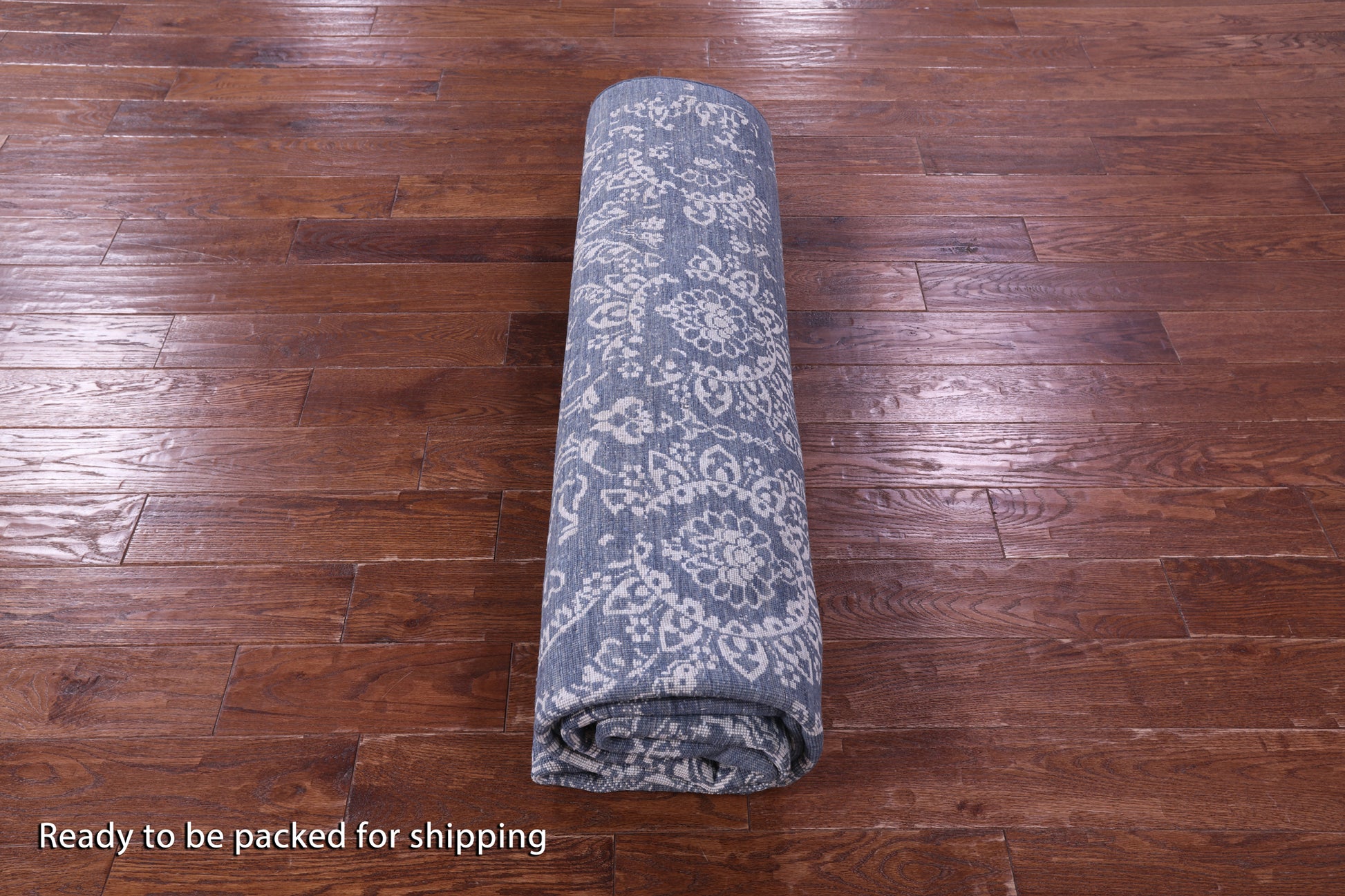 Blue Persian Tabriz Hand Knotted Wool & Silk Rug - 8' 0" X 10' 0" - Golden Nile