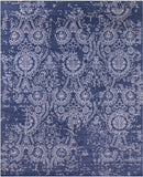 Blue Persian Tabriz Hand Knotted Wool & Silk Rug - 8' 0" X 10' 0" - Golden Nile