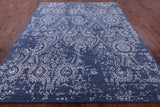 Blue Persian Tabriz Hand Knotted Wool & Silk Rug - 8' 0" X 10' 0" - Golden Nile