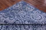Blue Persian Tabriz Hand Knotted Wool & Silk Rug - 8' 0" X 10' 0" - Golden Nile