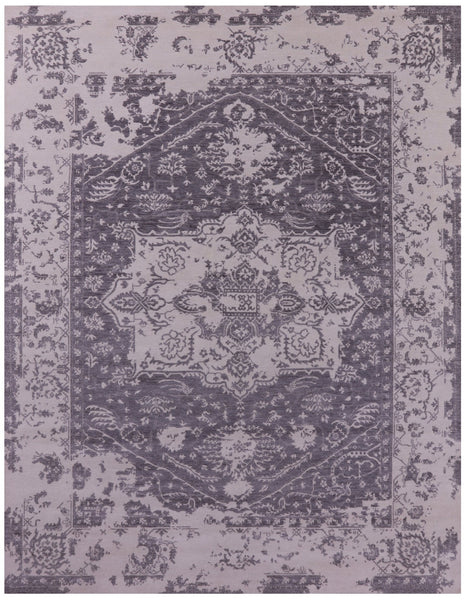 Grey Persian Fine Serapi Hand Knotted Wool Rug - 7' 11" X 10' 1" - Golden Nile
