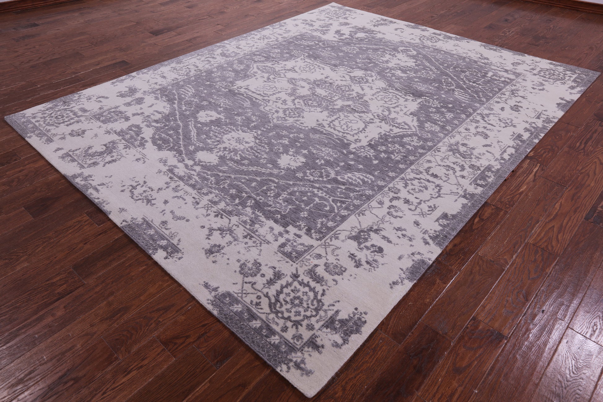 Grey Persian Fine Serapi Hand Knotted Wool Rug - 7' 11" X 10' 1" - Golden Nile