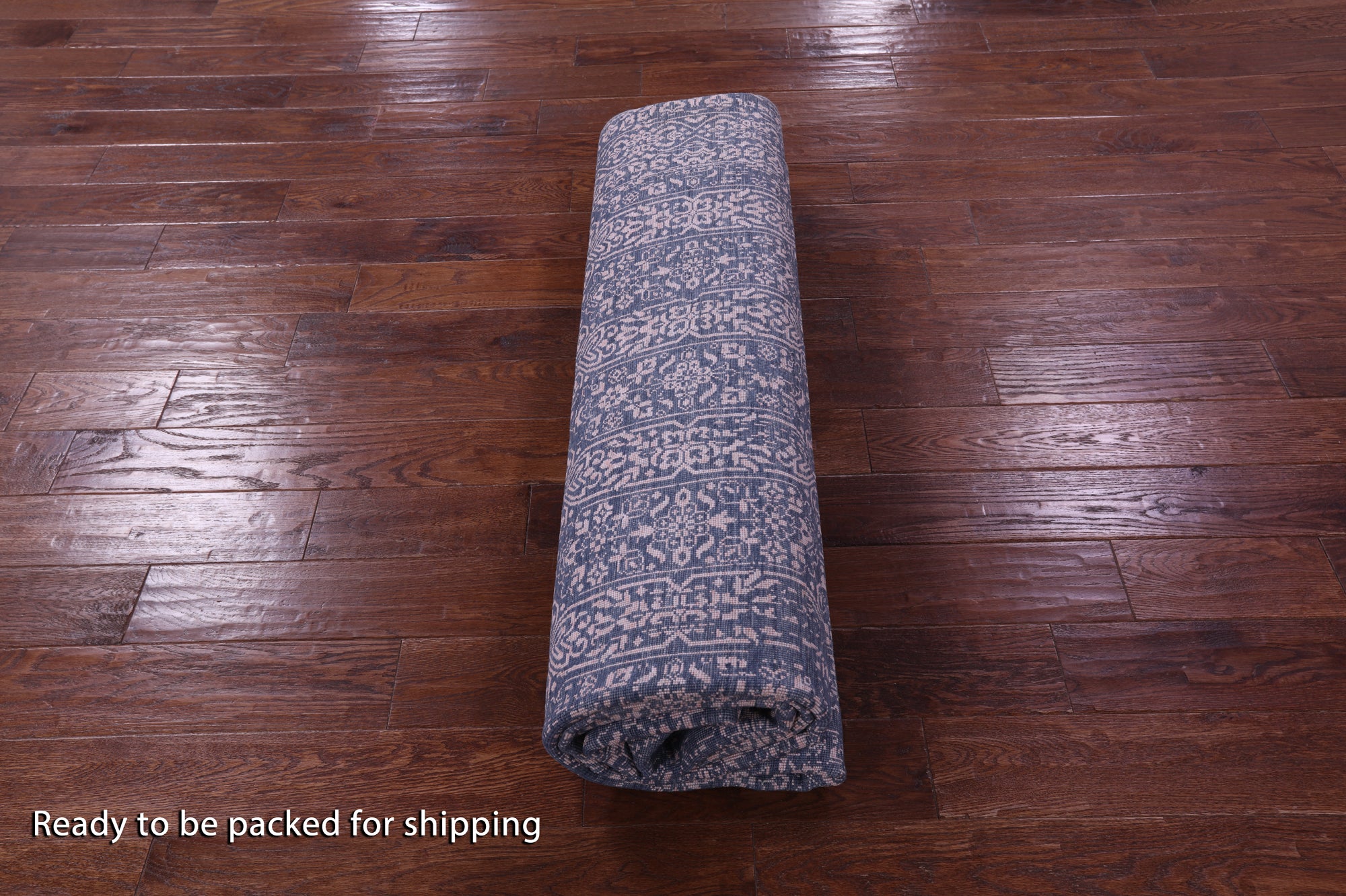 Blue Contemporary Hand Knotted Wool & Silk Rug - 7' 8" X 9' 11" - Golden Nile