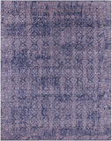 Blue Contemporary Hand Knotted Wool & Silk Rug - 7' 8" X 9' 11" - Golden Nile
