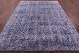 Blue Contemporary Hand Knotted Wool & Silk Rug - 7' 8" X 9' 11" - Golden Nile