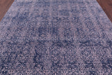 Blue Contemporary Hand Knotted Wool & Silk Rug - 7' 8" X 9' 11" - Golden Nile